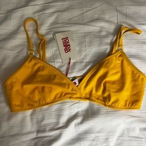 NWT solid and striped bikini top